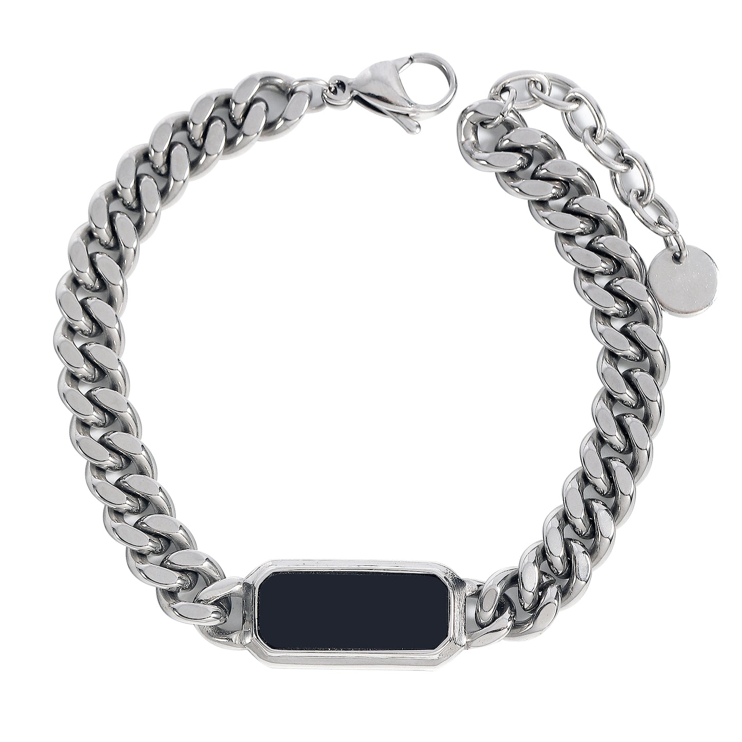 צמיד אבן שחורה לגבר | שחור & כסף