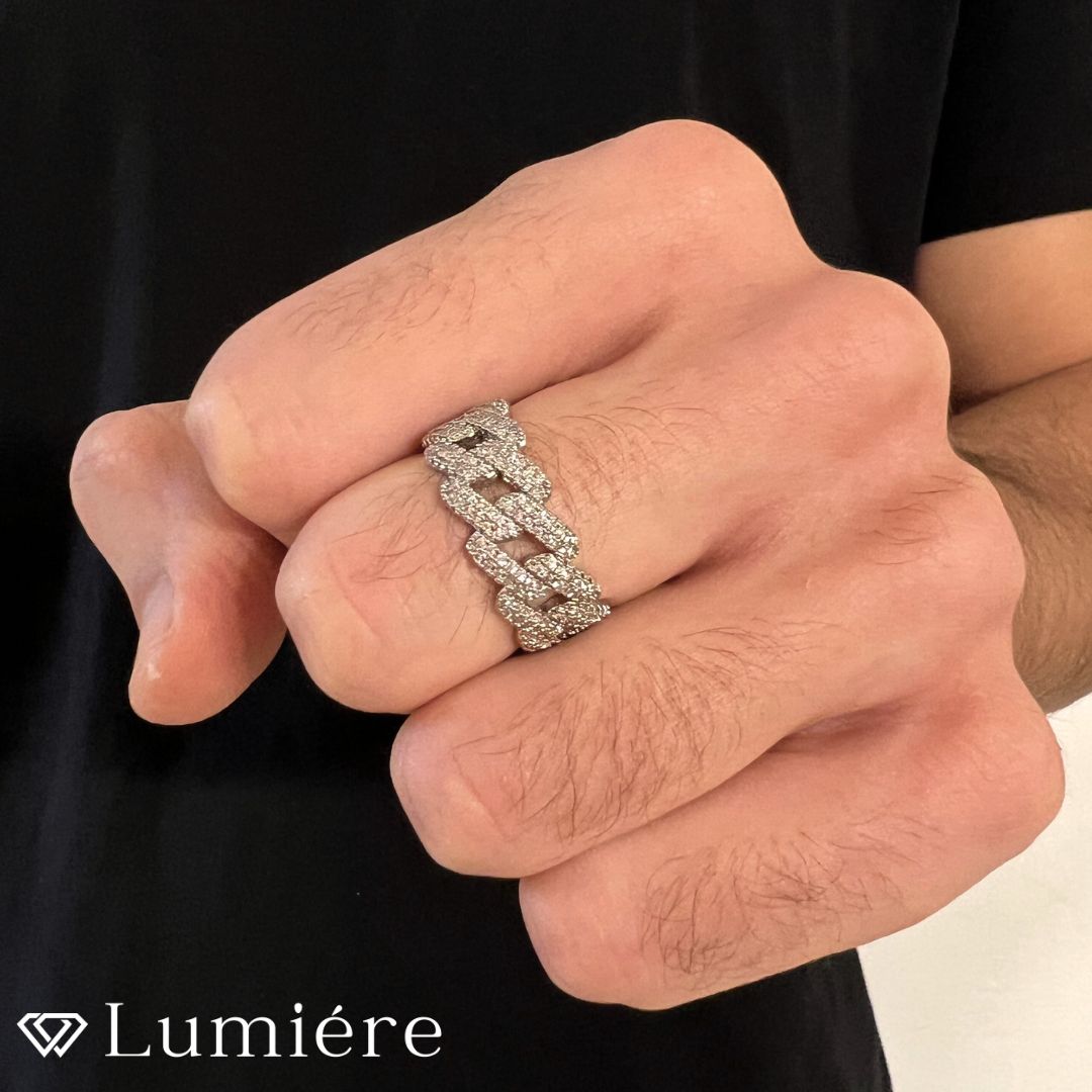 Lumiére טבעת אייס יוקרתית | כסף Lumiére אייס כסף תכשיטים איכותיים לגבר