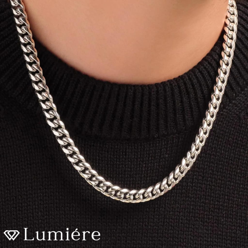 Lumiére שרשרת קובנית 8 מ״מ לגבר | כסף Lumiére כסף קובני תכשיטים איכותיים לגבר