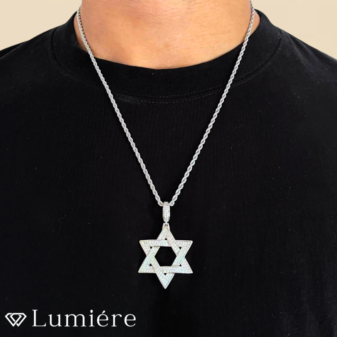 Lumiére שרשרת מגן דוד לגבר | כסף Lumiére אייס כסף תכשיטים איכותיים לגבר