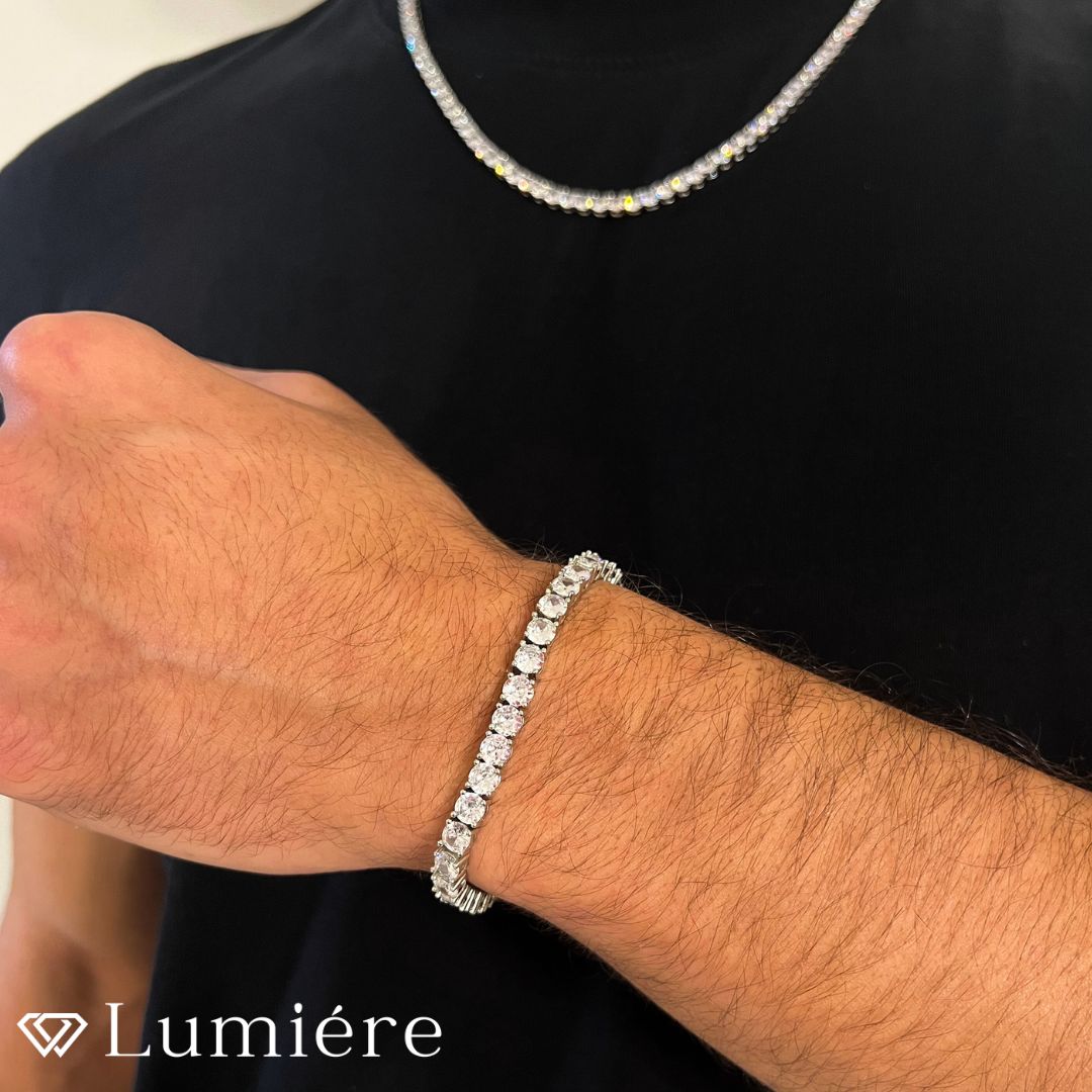 Lumiére שרשרת טניס מילאנו יוקרתית | כסף Lumiére אייס תכשיטים איכותיים לגבר