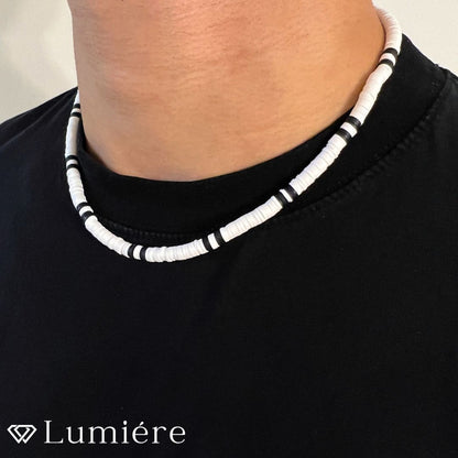 Lumiére שרשרת מיאמי לגבר | שחור ולבן Lumiére חרוזים תכשיטים איכותיים לגבר