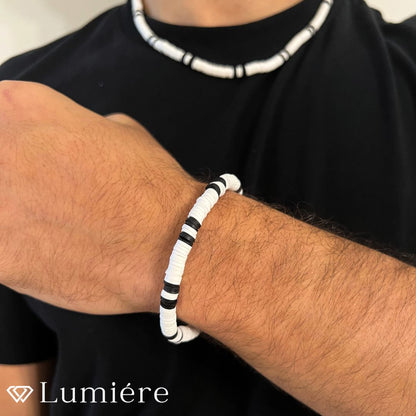 Lumiére שרשרת מיאמי לגבר | שחור ולבן Lumiére חרוזים תכשיטים איכותיים לגבר