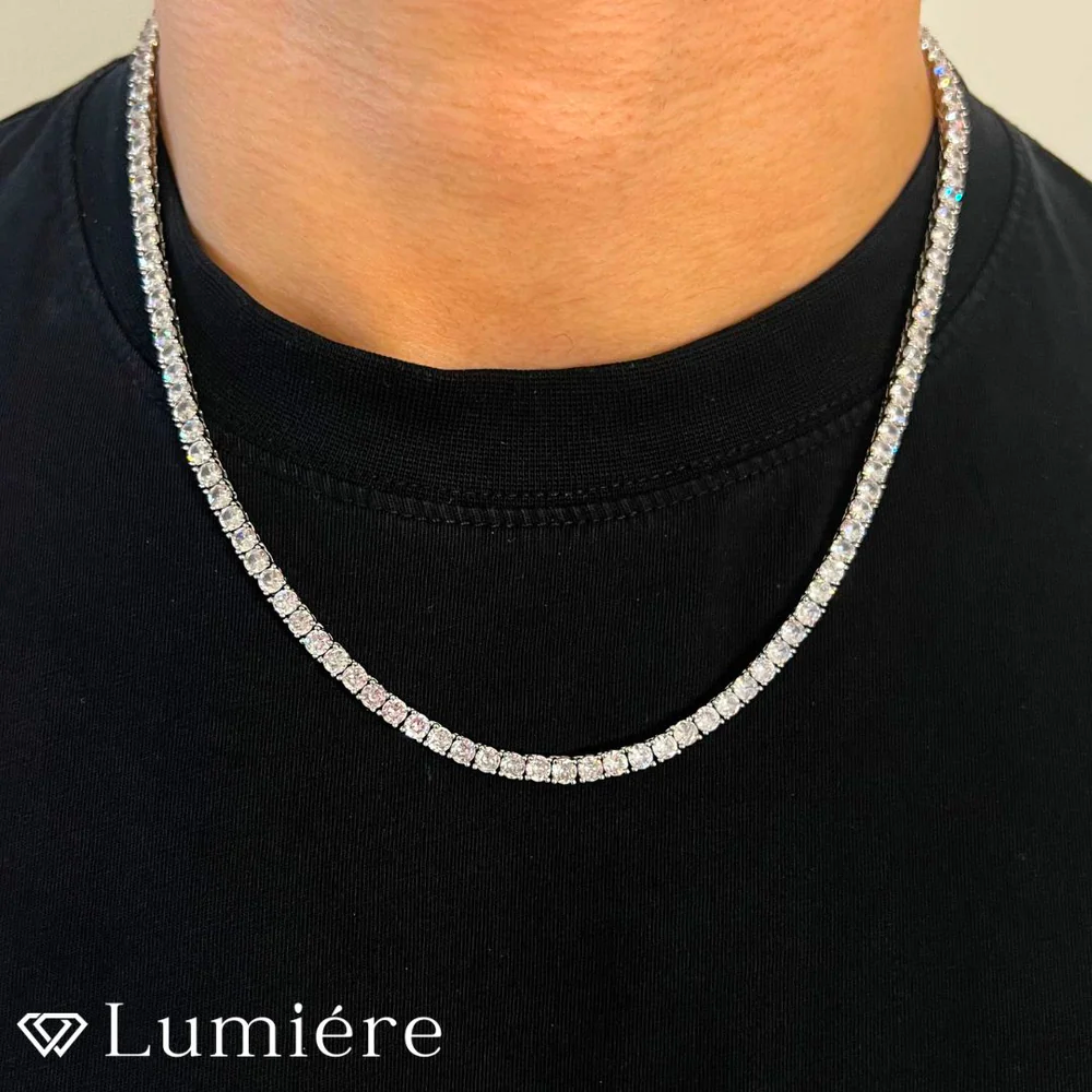 Lumiére שרשרת טניס מילאנו יוקרתית | כסף Lumiére אייס תכשיטים איכותיים לגבר