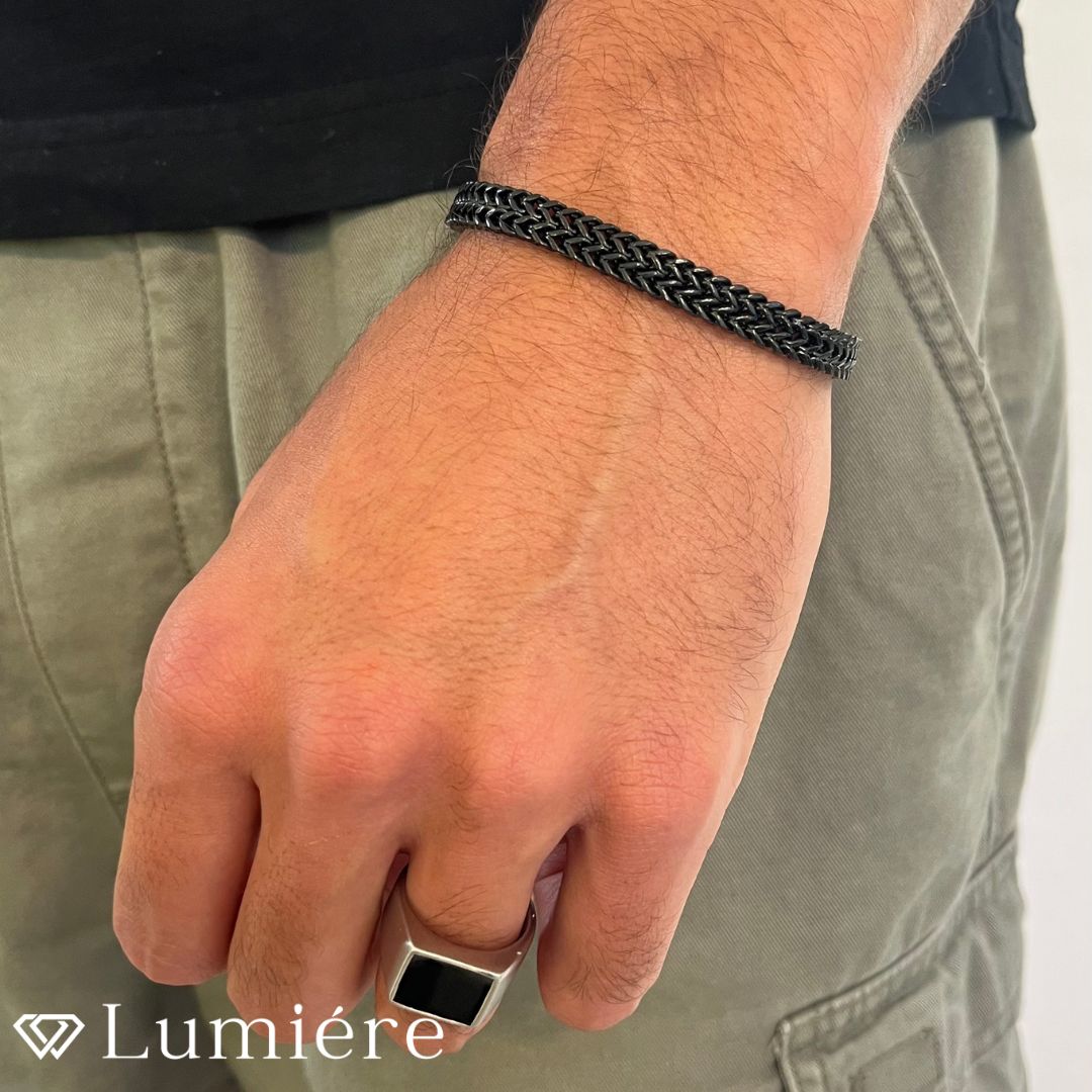 Lumiére צמיד פרנקו לגבר | שחור Lumiére פרנקו תכשיטים איכותיים לגבר