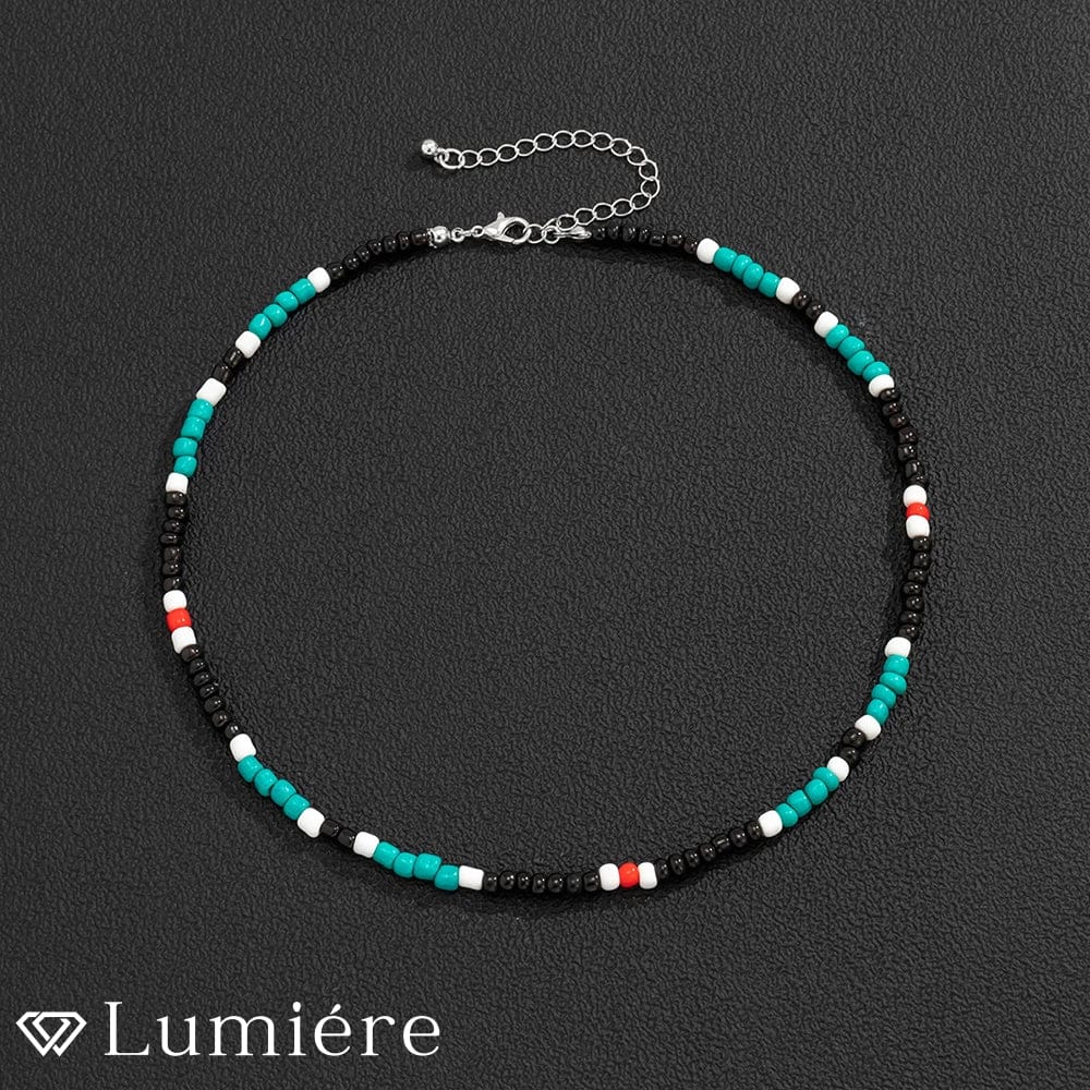 Lumiére שרשרת קיץ הוואי | שחור טורקיז Lumiére  Beads תכשיטים איכותיים לגבר