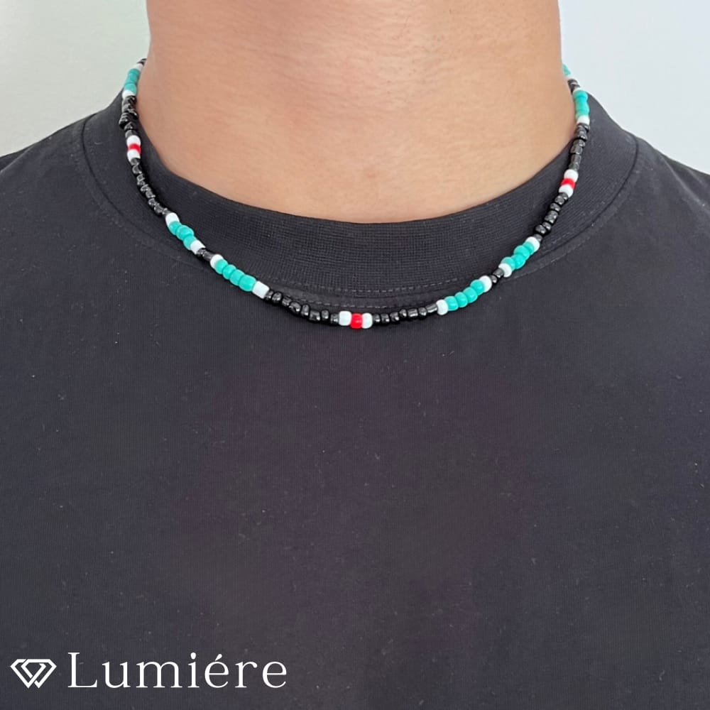 Lumiére שרשרת קיץ הוואי | שחור טורקיז Lumiére  Beads תכשיטים איכותיים לגבר