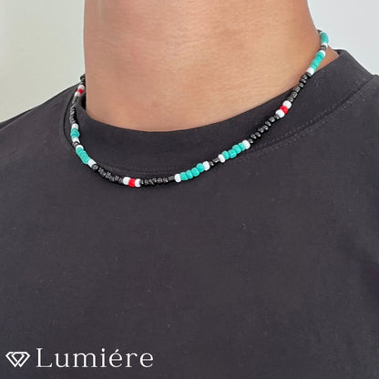 Lumiére שרשרת קיץ הוואי | שחור טורקיז Lumiére  Beads תכשיטים איכותיים לגבר