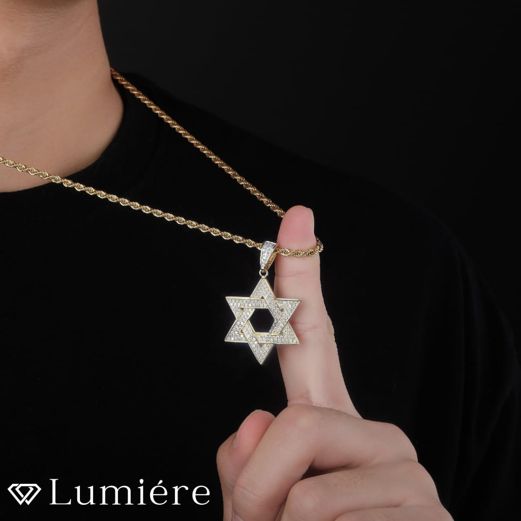 Lumiére שרשרת מגן דוד לגבר | זהב Lumiére אייס זהב תכשיטים איכותיים לגבר